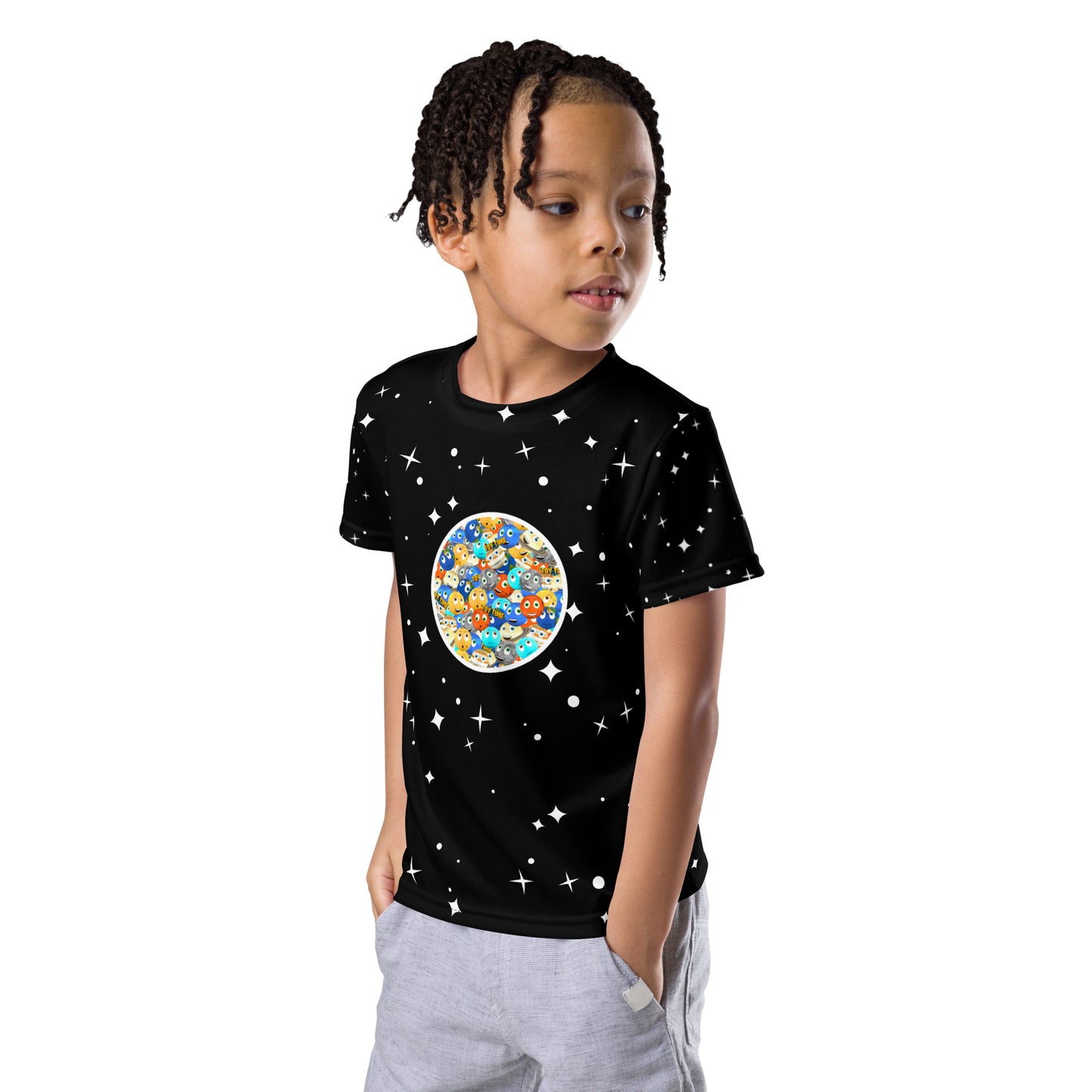 Planets Circle Mixed All Over Print - Kids crew neck t-shirt