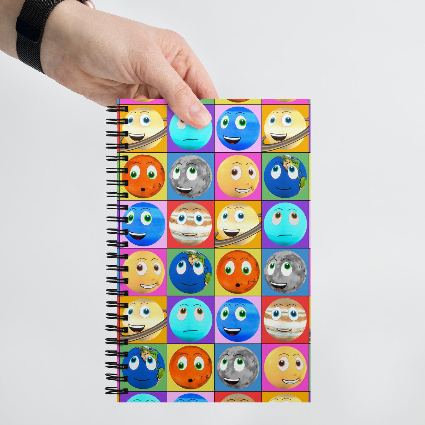 Planets Squares - Spiral notebook