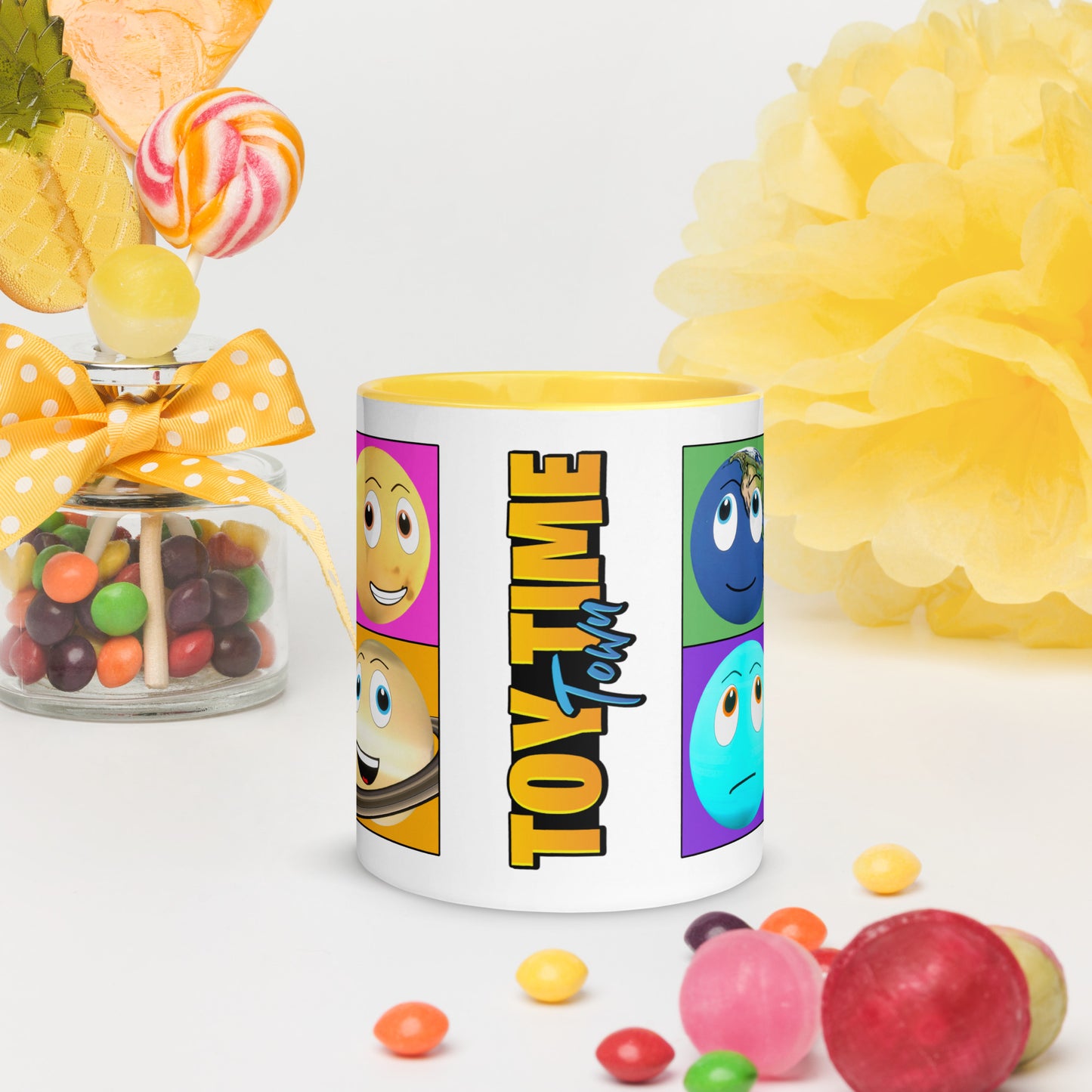 Toy Time Town Squares Mug with Colour Inside