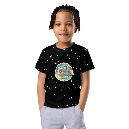 Planets Circle Mixed All Over Print - Kids crew neck t-shirt