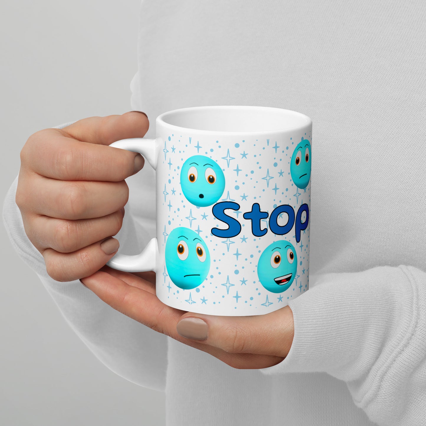 Planet Uranus Stop That - Star White glossy mug