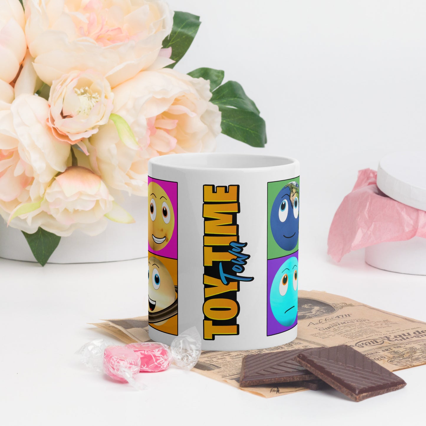 Toy Time Town Squares - White glossy mug